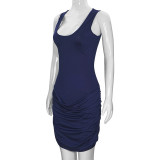 SC Solid Color Ruched Sleeveless Mini Dress GAXB-W214DS