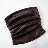 SC Solid Color Leather Tube Top GAXB-C194TP