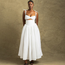 SC Solid Color Sling Big Swing Maxi Dress GJYO-301823