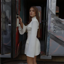 SC Long Sleeve V Neck Mini Dress GAXB-D036DS