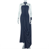SC Solid Color Off Shoulder Tie Up Evening Dress GJYO-302558