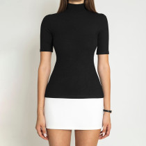 SC Solid Color Half Sleeve Patchwork Mini Dress GAXB-W281DS