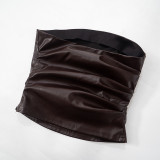 SC Solid Color Leather Tube Top GAXB-C194TP