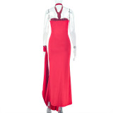 SC Solid Color Off Shoulder Tie Up Evening Dress GJYO-302558