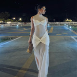 SC Sexy Mesh Sleeveless Solid Color Maxi Dress GAXB-D098DS