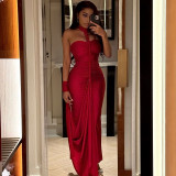 SC Solid Color Off Shoulder Tie Up Evening Dress GJYO-302558