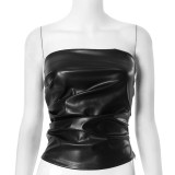 SC Solid Color Leather Tube Top GAXB-C194TP