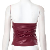 SC Solid Color Leather Tube Top GAXB-C194TP