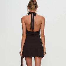 SC V Neck Halterneck Backless Mini Dress GAXB-W215DS