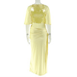 SC Solid Color Backless Split Maxi Dress GJYO-303387