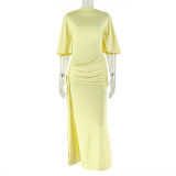 SC Solid Color Backless Split Maxi Dress GJYO-303387