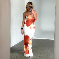 SC Print Wrap Chest Maxi Dress GAXB-C033DS