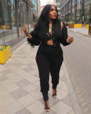 SC Solid Color Zipper Coat Two Piece Pants Set AIL-252