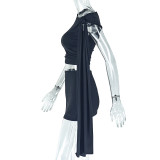 SC Solid Color Slash Neck Tie Up 2 Piece Skirts Set GJYO-711731