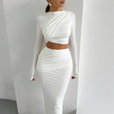 SC Long Sleeve Solid Color Two Piece Skirts Set GJYO-711079