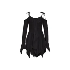 SC Solid Color Irregular Sling Mini Dress ASL-6696