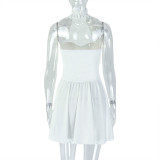 SC Solid Color Halterneck Pleated Mini Dress GJYO-301797