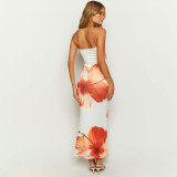 SC Print Wrap Chest Maxi Dress GAXB-C033DS