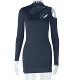SC Solid Color Long Sleeve Bodycon Dress GJYO-301968