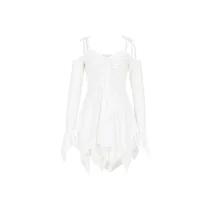 SC Solid Color Irregular Sling Mini Dress ASL-6696