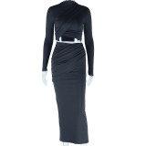 SC Long Sleeve Solid Color Two Piece Skirts Set GJYO-711079