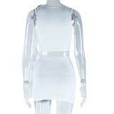 SC Solid Color Sleeveless Tight Two Piece Skirt Set GJYO-710663