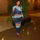 SC Long Sleeve Color Block Print Maxi Dress GJYO-302303