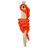 SC Sleeveless Solid Color Wood Ear Mini Dress AIL-276