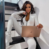 SC Solid Color Zipper Tight Jumpsuit GJYO-003990