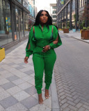 SC Solid Color Zipper Coat Two Piece Pants Set AIL-252