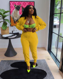 SC Solid Color Zipper Coat Two Piece Pants Set AIL-252