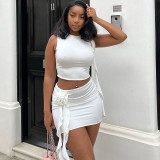 SC Solid Color Sleeveless Tight Two Piece Skirt Set GJYO-710663