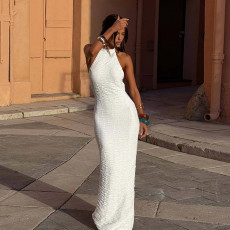 SC Solid Color Sleeveless Backless Maxi Dress FL-25234