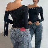 SC Slash Shoulder Long Sleeve Tops FL-25022