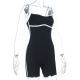 SC Contrast Color Backless Sling Romper FL-25442