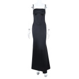SC Solid Color Backless Sling Maxi Dress FL-25212