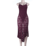 SC Lace Backless Sling Maxi Dress FL-25468