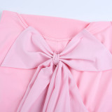 SC Solid Color Bow-tie Backless Maxi Dress FL-25275