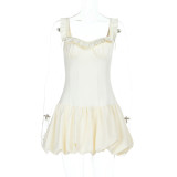 SC Sleeveless Solid Color Sling Mini Dress FL-25273