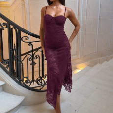 SC Lace Backless Sling Maxi Dress FL-25468