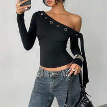 SC Slash Shoulder Long Sleeve Tops FL-25022
