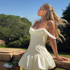 SC Sleeveless Solid Color Sling Mini Dress FL-25273