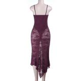 SC Lace Backless Sling Maxi Dress FL-25468