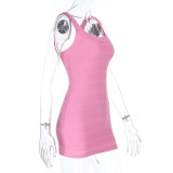 SC Sleeveless U Neck Solid Color Mini Dress FL-25258