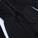 SC Lace Patchwork Long Sleeve Jumpsuit FL-YL25434MHO