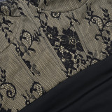 SC Solid Color Lace Patchwork Mini Dress FL-25354