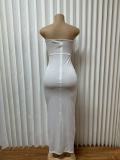 SC One Shoulder Solid Color Maxi Dress GMYU-9253