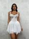 SC Solid Color Sling Lace Patchwork Mini Dress GADE-8672
