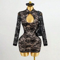 SC Lace Hollow Out Mini Dress GHYX-5108