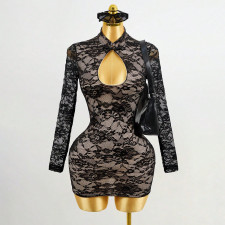 SC Lace Hollow Out Mini Dress GHYX-5108